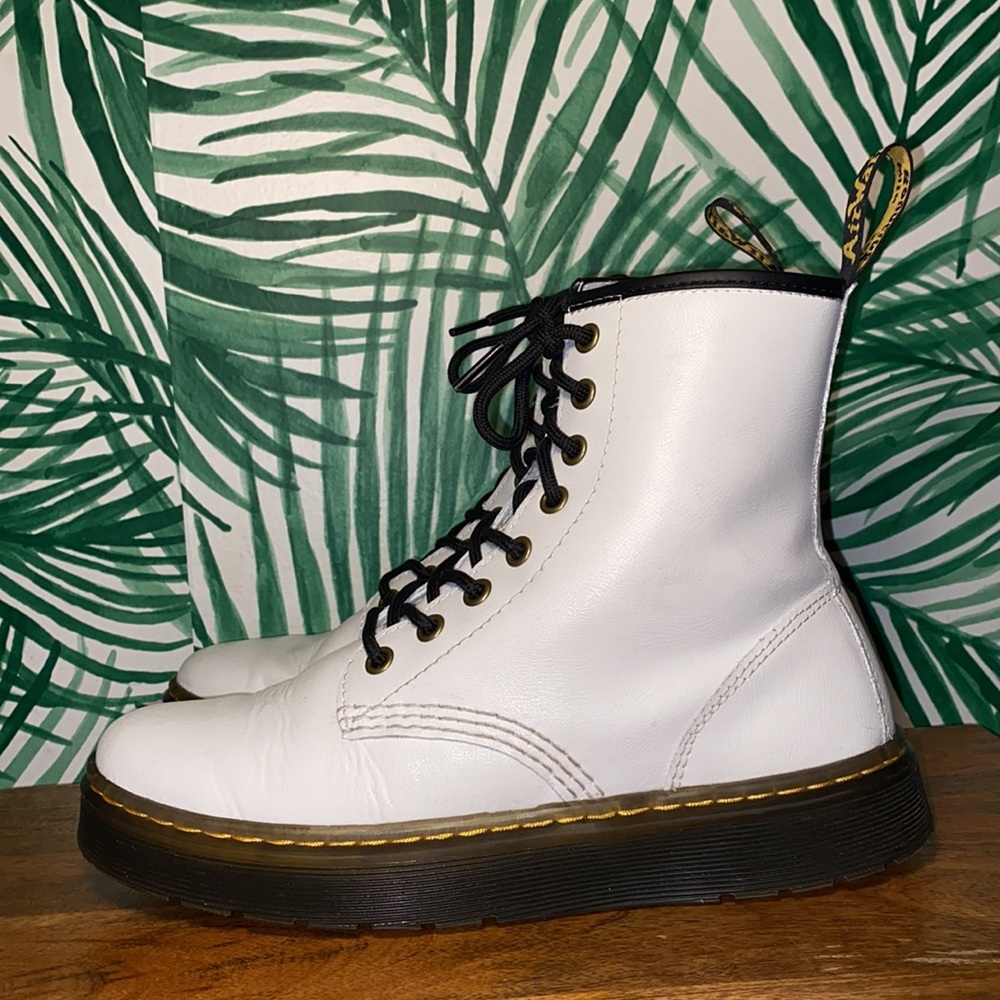 Dr. Martens Zavala White Leather Combat Boots Women’s US 7 - Picture 4 of 11
